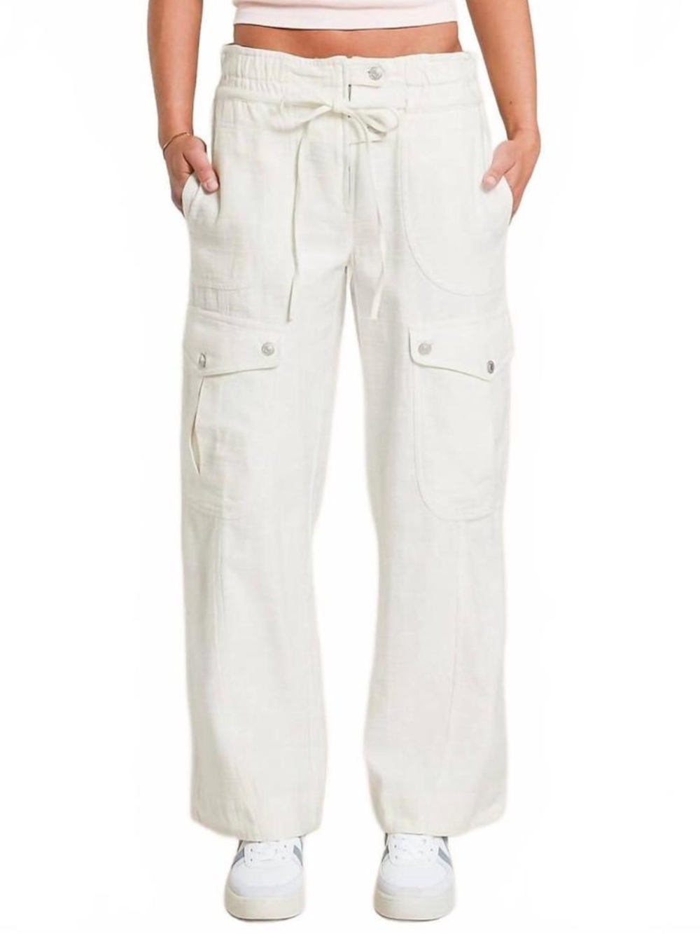 Free People We The Free Park Ave Cargo Pants – Ivory – Size Large